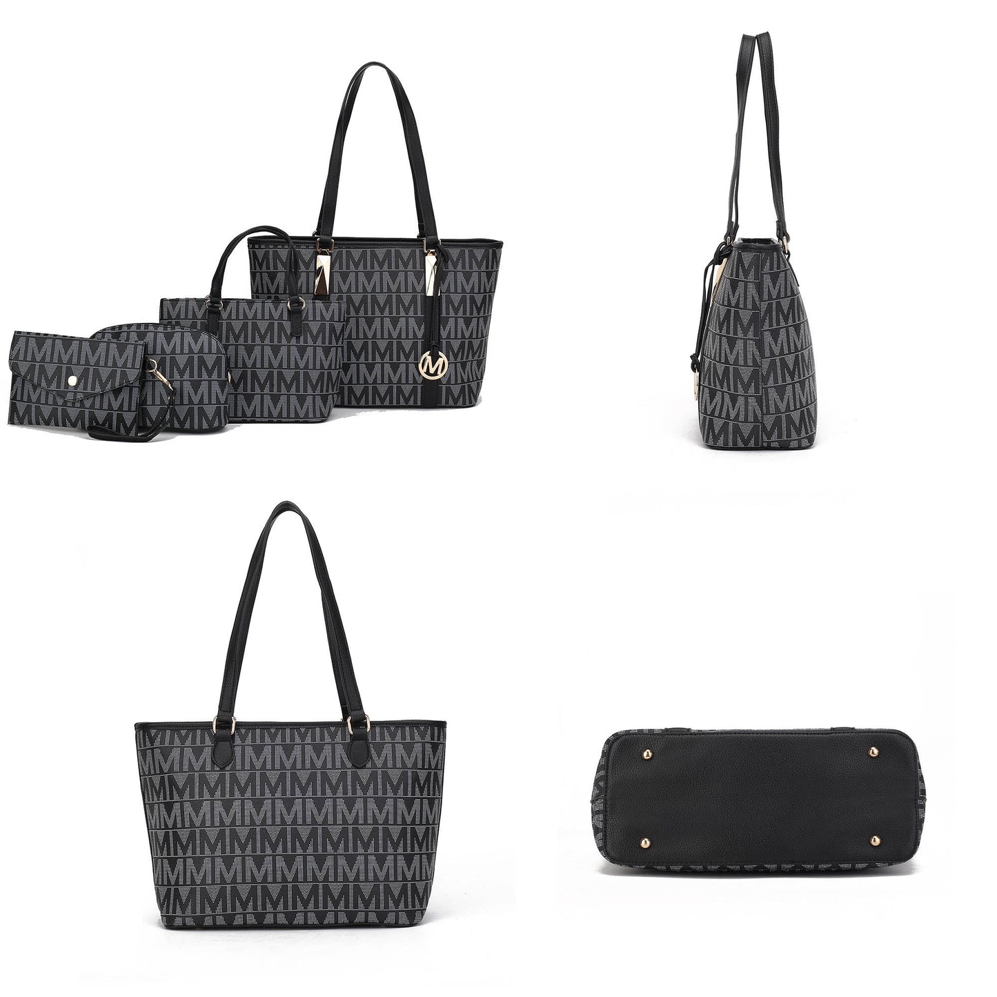 by Mia K. Lippa M Signature Crocodile Embossed Vegan Leather Womens Bag by Mia K 4 Pcs Set