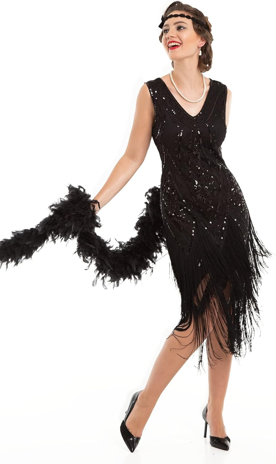 Women'S 1920S Flapper Dress Vintage Swing Fringed Gatsby Roaring 20S Dress