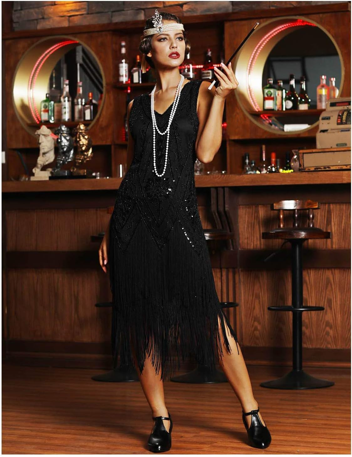 Women'S 1920S Flapper Dress Vintage Swing Fringed Gatsby Roaring 20S Dress